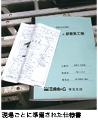 現場ごとに準備された仕様書